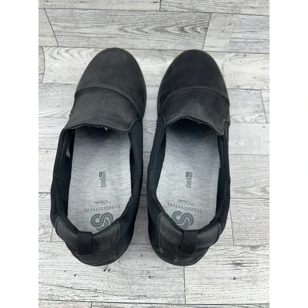 Cloudsteppers‎ by Clarks Black Slip On Comfort Loafers Casual Walking Shoes Sz 8